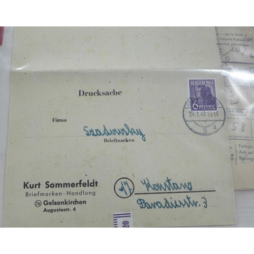 691 - Stamps:- postal social history in two files with forty items of postally used printed forms, etc., c... 