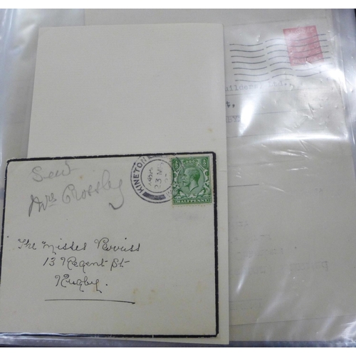 691 - Stamps:- postal social history in two files with forty items of postally used printed forms, etc., c... 