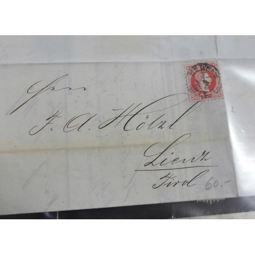 691 - Stamps:- postal social history in two files with forty items of postally used printed forms, etc., c... 