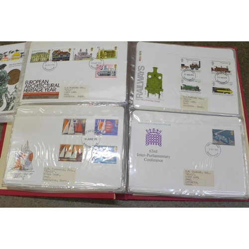 753 - A collection of First Day Covers, 1974 Five Engines to 1980 Christmas, some with special handstamps,... 