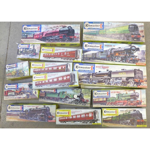 756 - Two boxes of railway accessories including buildings, track and a collection of Kitmaster plastic sc... 