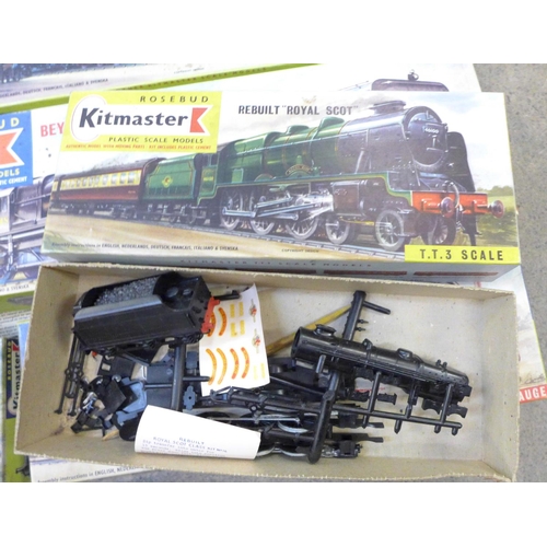 756 - Two boxes of railway accessories including buildings, track and a collection of Kitmaster plastic sc... 