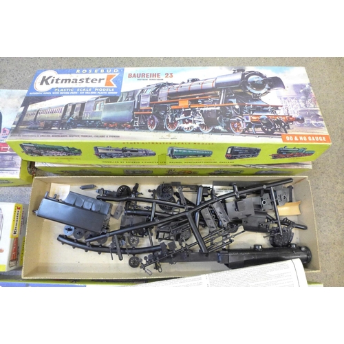 756 - Two boxes of railway accessories including buildings, track and a collection of Kitmaster plastic sc... 