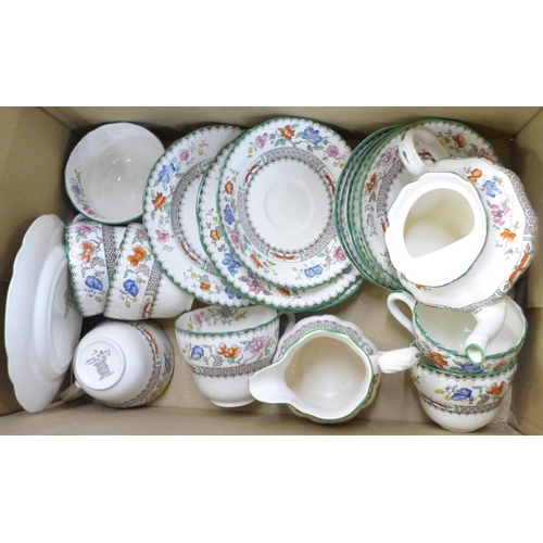 778 - Copeland Spode Chinese Rose china; five boxes of mixed teaware and dinnerwares, serving dishes, teap... 