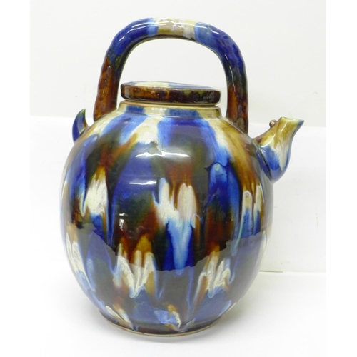 786 - A large dripglaze teapot, 36cm