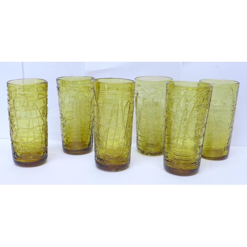 789 - A set of six hand blown glass beakers