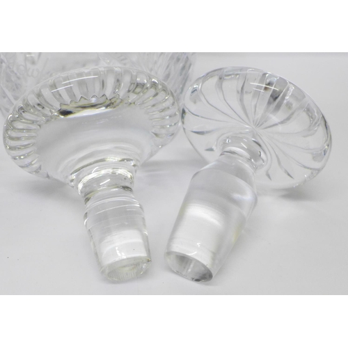 790 - A Waterford lead crystal bowl, (a/f) and two lead crystal decanters