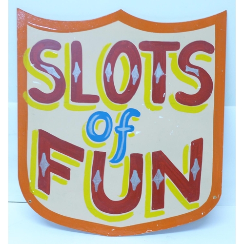 792 - A 1970's fairground sign, 'Slots of Fun'