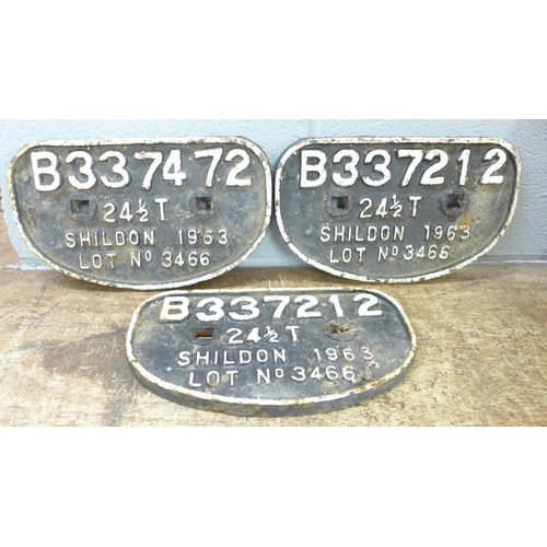 793 - Three cast metal railway engine plaques