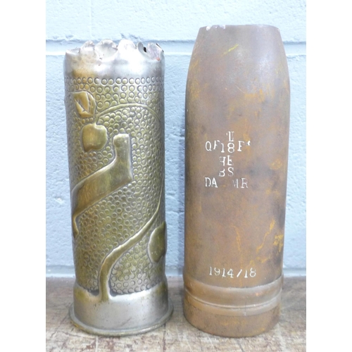 795 - A 1914/18 shell and trench art piece, 7.3kg