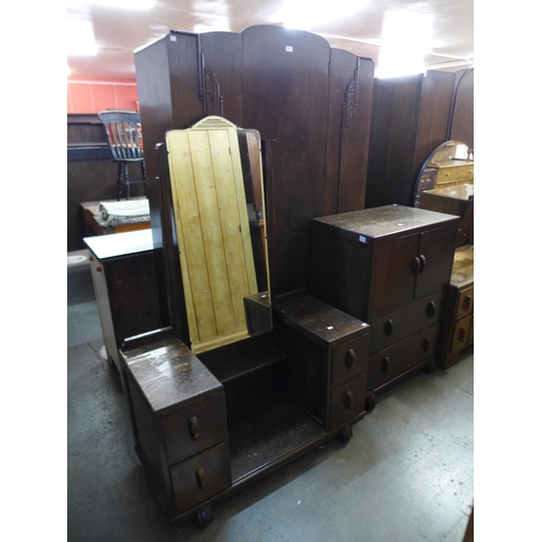 294 - An Art Deco oak three piece bedroom suite