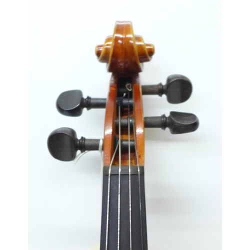 804 - An Andrew Schroetter violin, cased, length of back without button 35.75cm