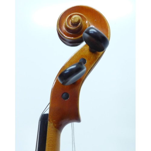 804 - An Andrew Schroetter violin, cased, length of back without button 35.75cm