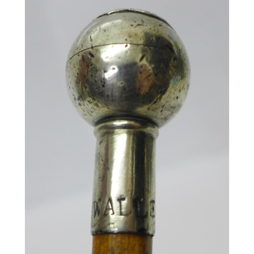 811 - A silver topped swagger stick, 2nd Punjab Regiment