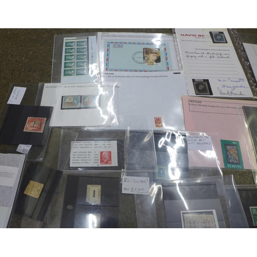 821 - Stamps:- collection of errors, reprints, forgeries, etc.