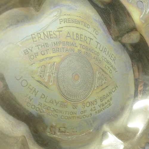 826 - A large pierced silver basket, worn Chester hallmark, with inscription dated 1956, 820g, width 35cm