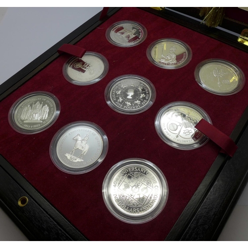 835 - A Royal Mint .925 silver proof coin set, Queen Elizabeth II 40th Anniversary Coronation Collection, ... 