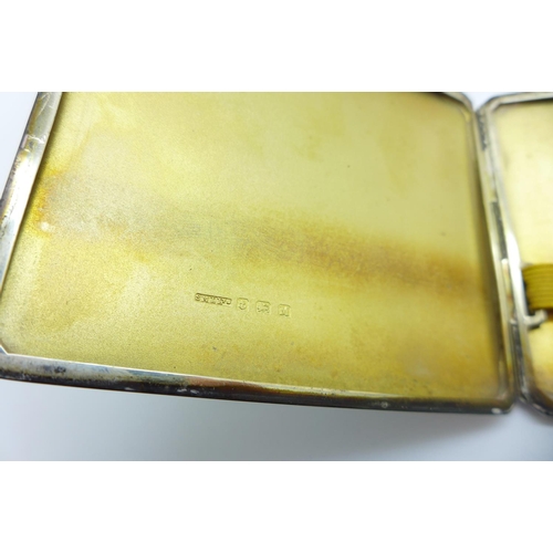 840 - An Art Deco silver cigarette case by S.M. Levi Ltd., hallmarked Birmingham 1936, weight 139g