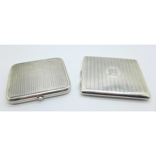 841 - Two silver cigarette cases, Birmingham 1946, Deakin & Francis, and Birmingham 1918, Henry Matthews, ... 