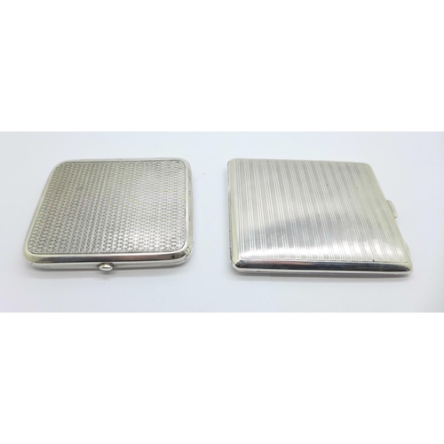 841 - Two silver cigarette cases, Birmingham 1946, Deakin & Francis, and Birmingham 1918, Henry Matthews, ... 