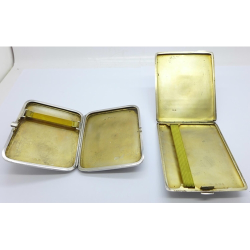 841 - Two silver cigarette cases, Birmingham 1946, Deakin & Francis, and Birmingham 1918, Henry Matthews, ... 