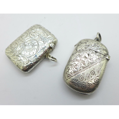 841a - Two hallmarked silver vesta cases by Henry Hobson & Sons (possibly), Birmingham 1905 and Joseph Glos... 