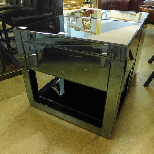 1383 - A mirrored single drawer lamp table * this lot is subject to VAT