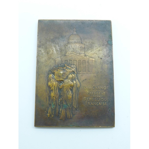 890 - A death plaque from 1894 for Remembrance of the French President Sadi Carnot