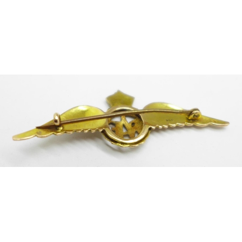 947 - A 9ct gold RAF Sweetheart brooch, 4.5g