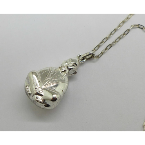 983 - A 925 silver Buddhist monk pendant and chain