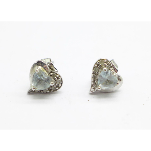 992 - A pair of 9ct white gold, diamond and topaz earrings, 0.45ct diamond weight