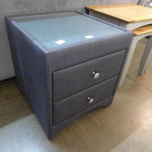 1442 - An upholstered two drawer bedside chest  *This lot is subject to VAT