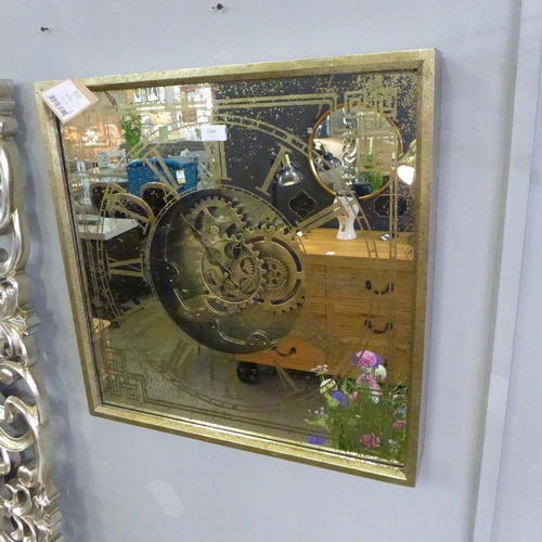 1521 - A square mirrored moving gears wall clock (1857146)   #