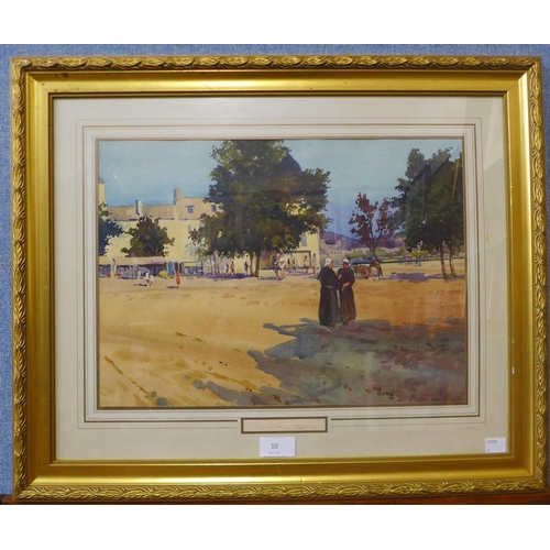 10 - Michael Crawley, The Village Square, watercolour, 29 x 40cms, framed