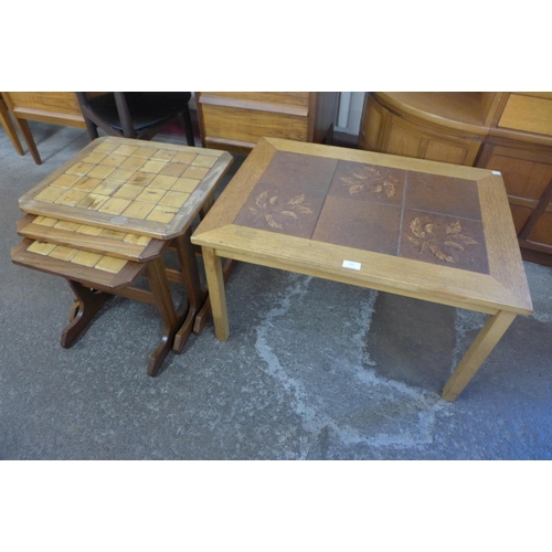 108 - A Danish Gunnar N. Larsen Mobelfabrik light oak and tiled top coffee table and a teak and tiled top ... 