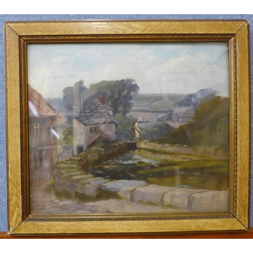 13 - English School, Derbyshire river landscape, oil on canvas, unsigned, 30 x 35cms, framed