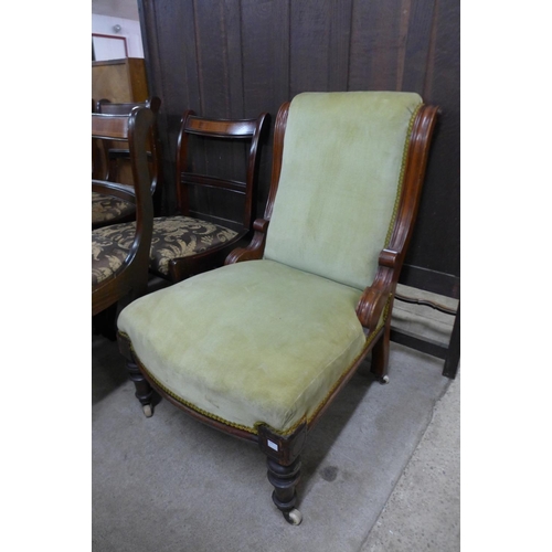 177 - A Victorian mahogany and upholstered lady's chair