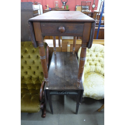 190 - A George III oak Pembroke table and another drop leaf table (lacking drawer)