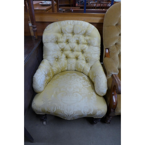 191 - A Victorian mahogany and upholstered armchair