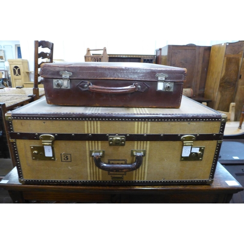 223 - A vintage Pathfinder Imperial, Saks, Fifth Avenue, New York fitted suitcase and a brown leather case