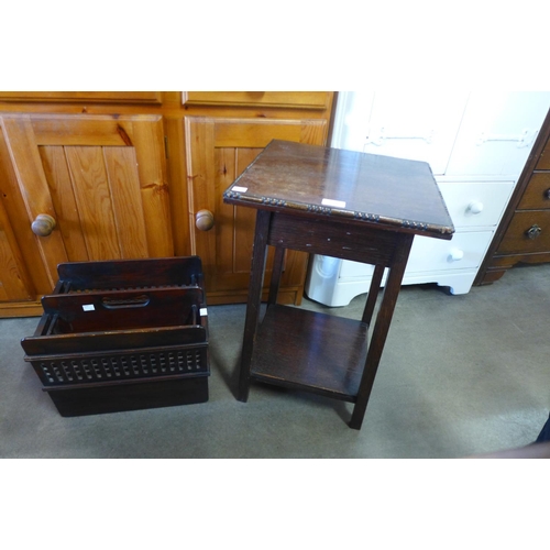 268 - An oak occasional table and a magazine rack