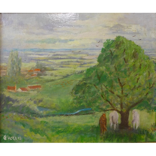 28 - Gerald Hollis, South Downs, oil on canvas, dated 1938, 37 x 45cms, framed