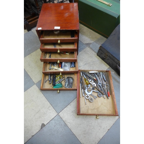 343 - A beech engineer's tool chest with contents