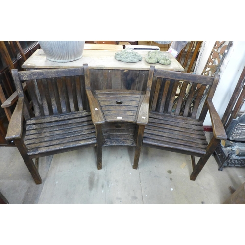 356 - A teak garden bench