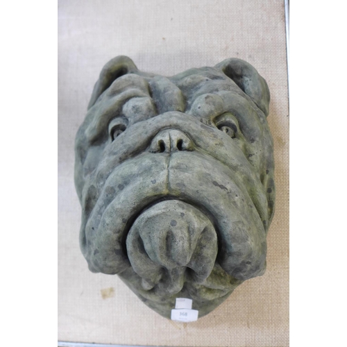 368 - A concrete bust of a bulldog