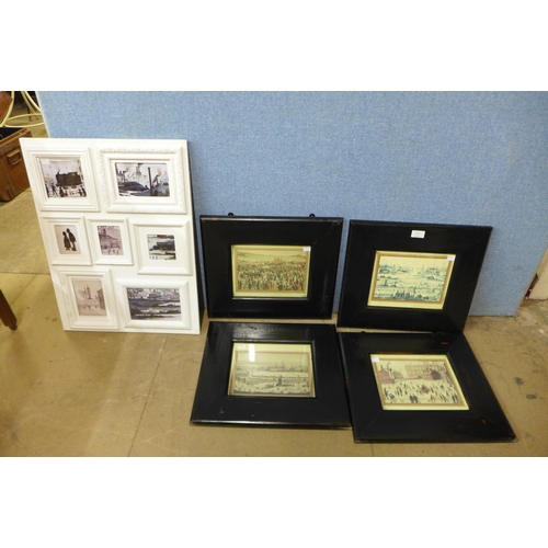 377 - A set of four L.S. Lowry prints and a picture frame