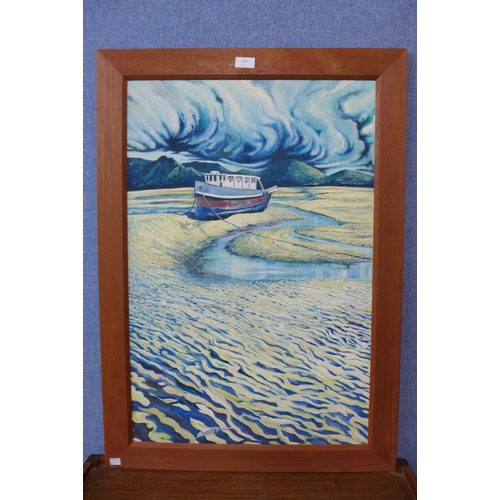 378 - Jane Thompson, Cornwall beach scene, oil on panel, framed