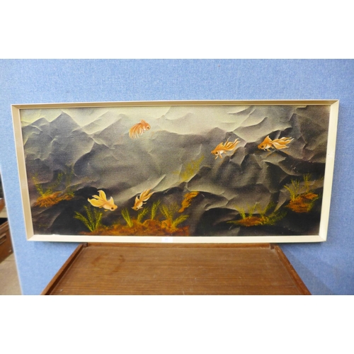 385 - * Douglas, study of fish, oil on canvas, dated 1962, framed