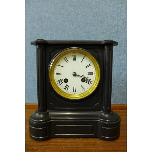 390 - A French Belge noir mantel clock