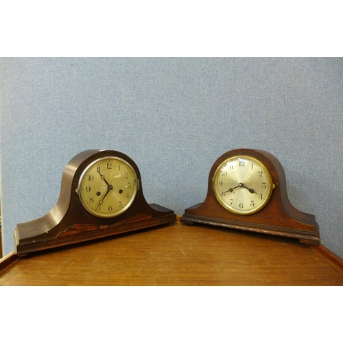 392 - An Art Deco oak mantel clock and one other